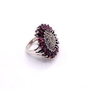 Sterling Silver SunFlower With Garnets and Marcasite 7.5”